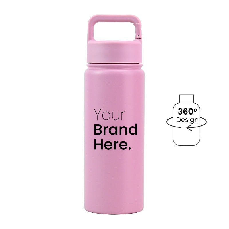 Dark Pink 550ml (18oz) Custom Logo Stainless Steel Carabiner Water Bottle