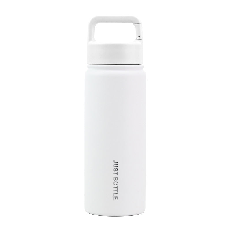 Metal water bottle with company logo and carabiner clip lid in white - Just Bottle Clipper 550ml / 18 oz