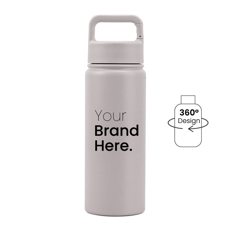 Light grey 550ml (18oz) Custom Logo Stainless Steel Carabiner Water Bottle