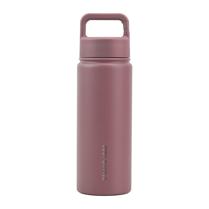 Metal water bottle with company logo and carabiner clip lid in brown - Just Bottle Clipper 550ml / 18 oz