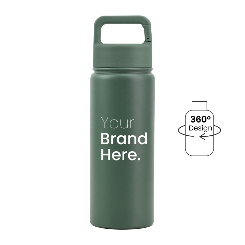 Dark green 550ml (18oz) Custom Logo Stainless Steel Carabiner Water Bottle