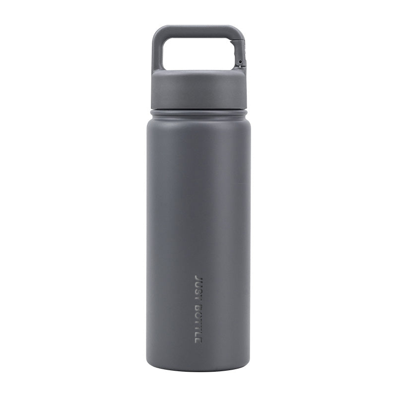 Metal water bottle with company logo and carabiner clip lid in gray - Just Bottle Clipper 550ml / 18 oz