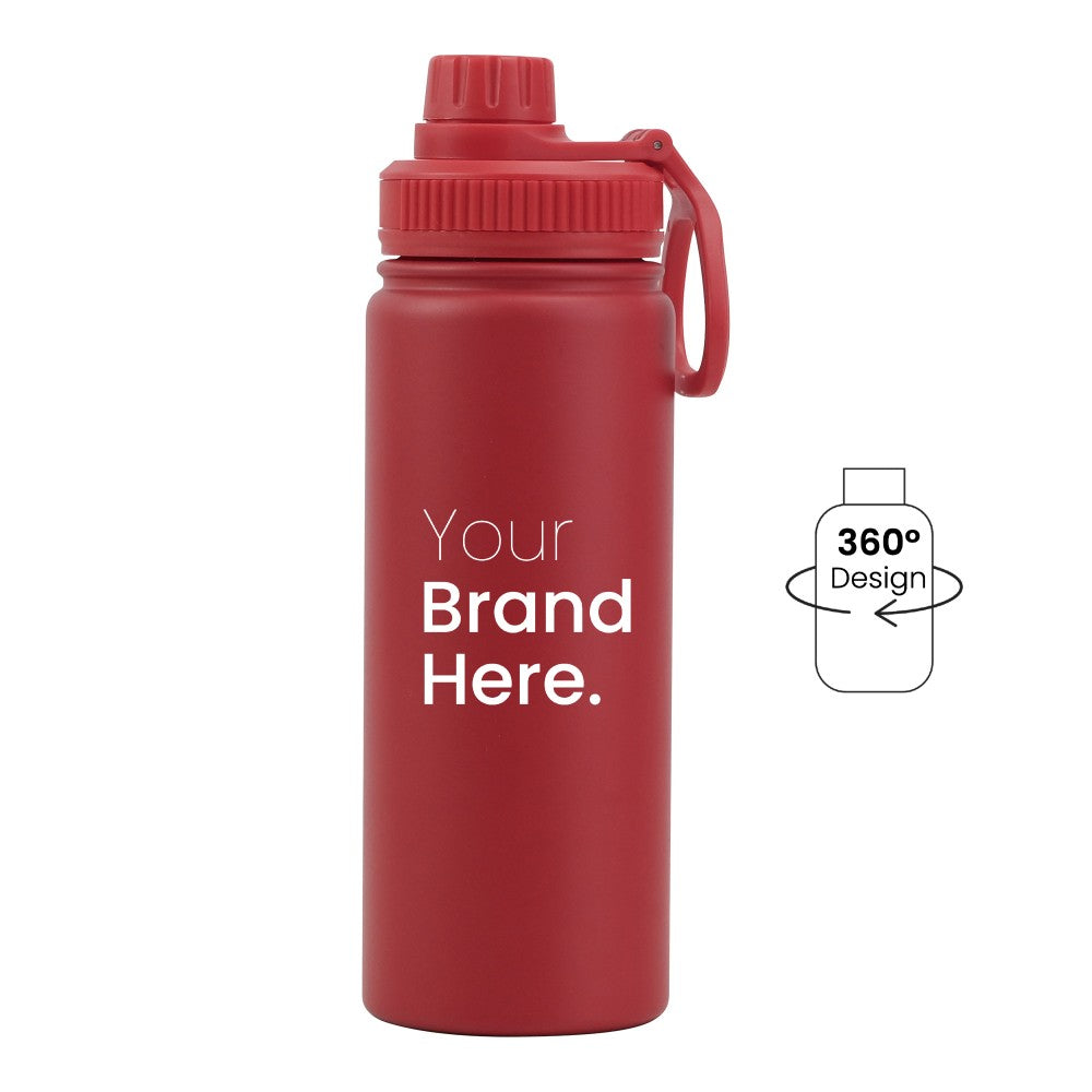 Red 550ml (18oz) Custom Dual Lid Water Bottle