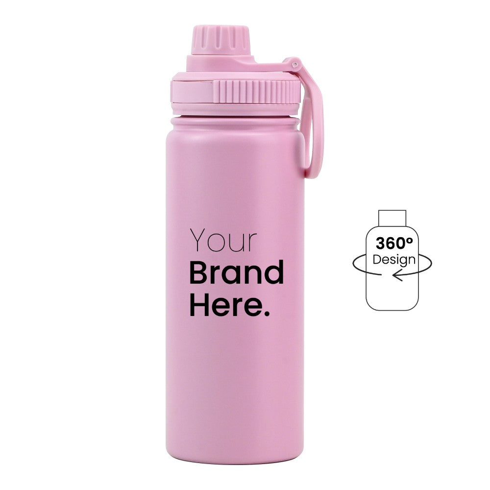 Pink 550ml (18oz) Custom Dual Lid Water Bottle