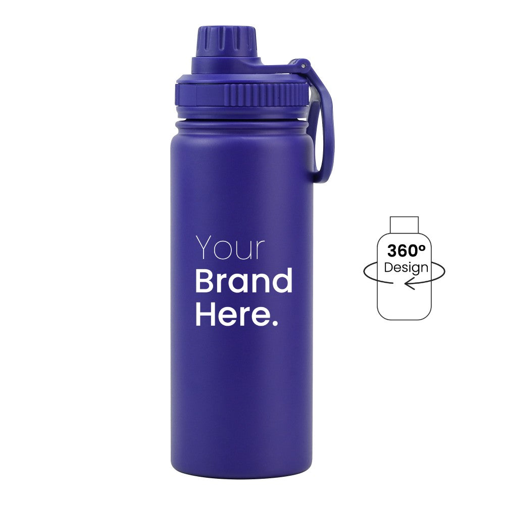 Purple 550ml (18oz) Custom Dual Lid Water Bottle