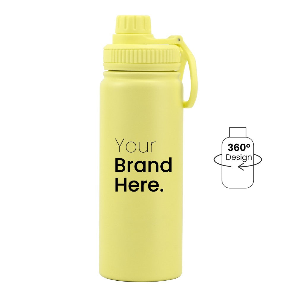 Yellow 550ml (18oz) Custom Dual Lid Water Bottle