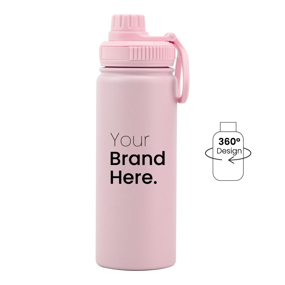Pink 550ml (18oz) Custom Dual Lid Water Bottle