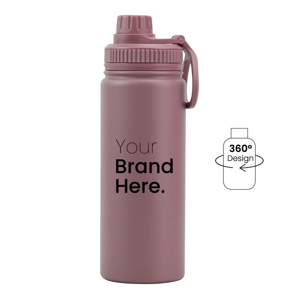 Brown 550ml (18oz) Custom Dual Lid Water Bottle