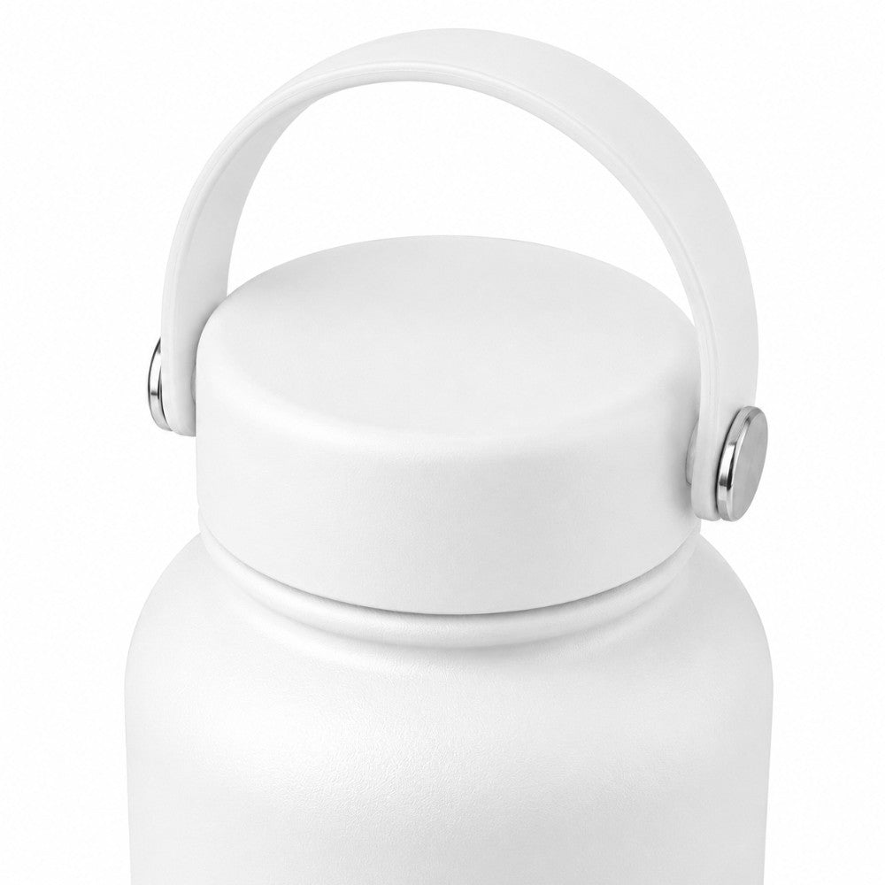 Close up of leakproof lid for 1 litre 34oz stainless steel water bottle in white - Just Bottle