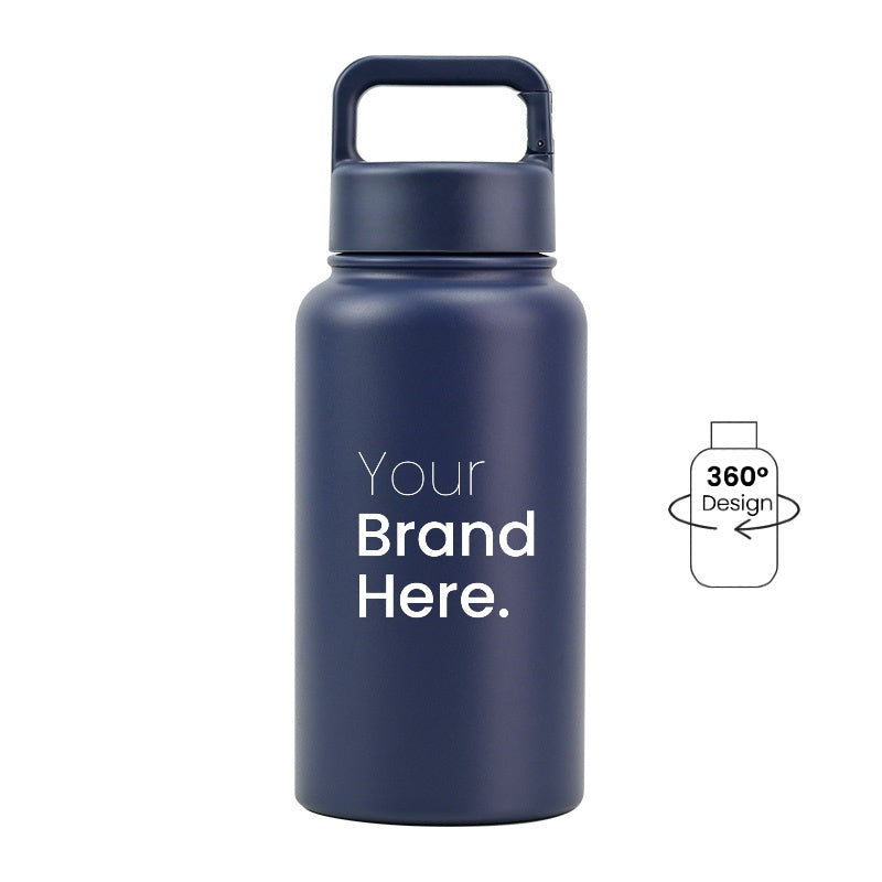 Navy blue 700ml (24oz) Custom Logo Stainless Steel Carabiner Water Bottle