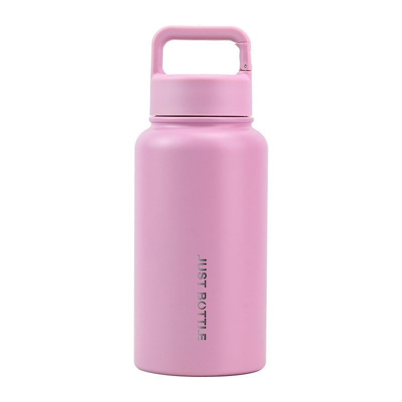 Metal water bottle with company logo in bright pink - 700ml (24oz) - Just Bottle Wide Clipper Bottle