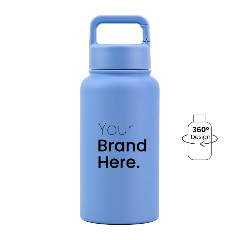 Blue 700ml (24oz) Custom Logo Stainless Steel Carabiner Water Bottle
