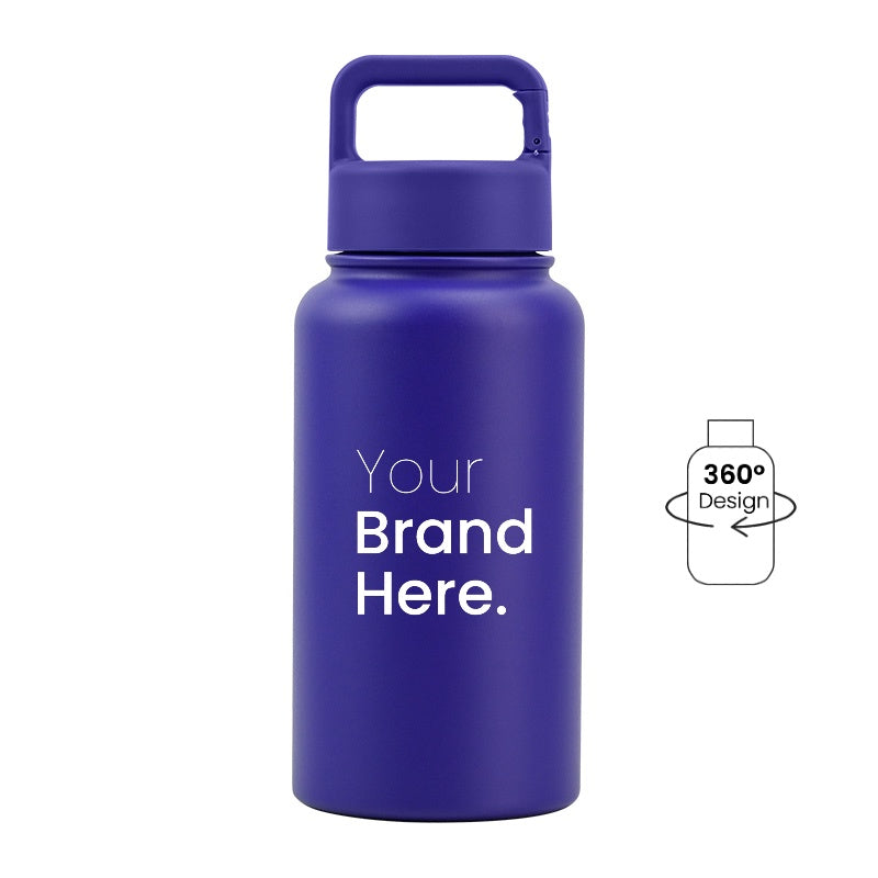 Purple 700ml (24oz) Custom Logo Stainless Steel Carabiner Water Bottle