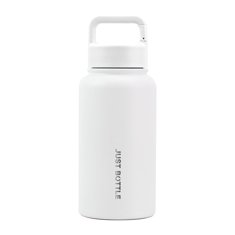 Metal water bottle with company logo in white - 700ml (24oz) - Just Bottle Wide Clipper Bottle