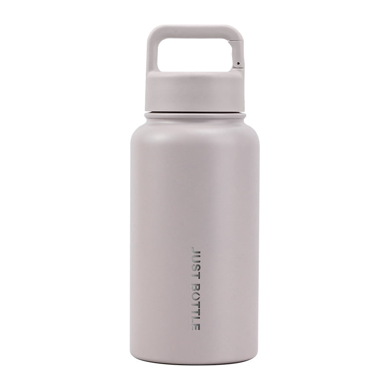 Metal water bottle with company logo in light grey - 700ml (24oz) - Just Bottle Wide Clipper Bottle