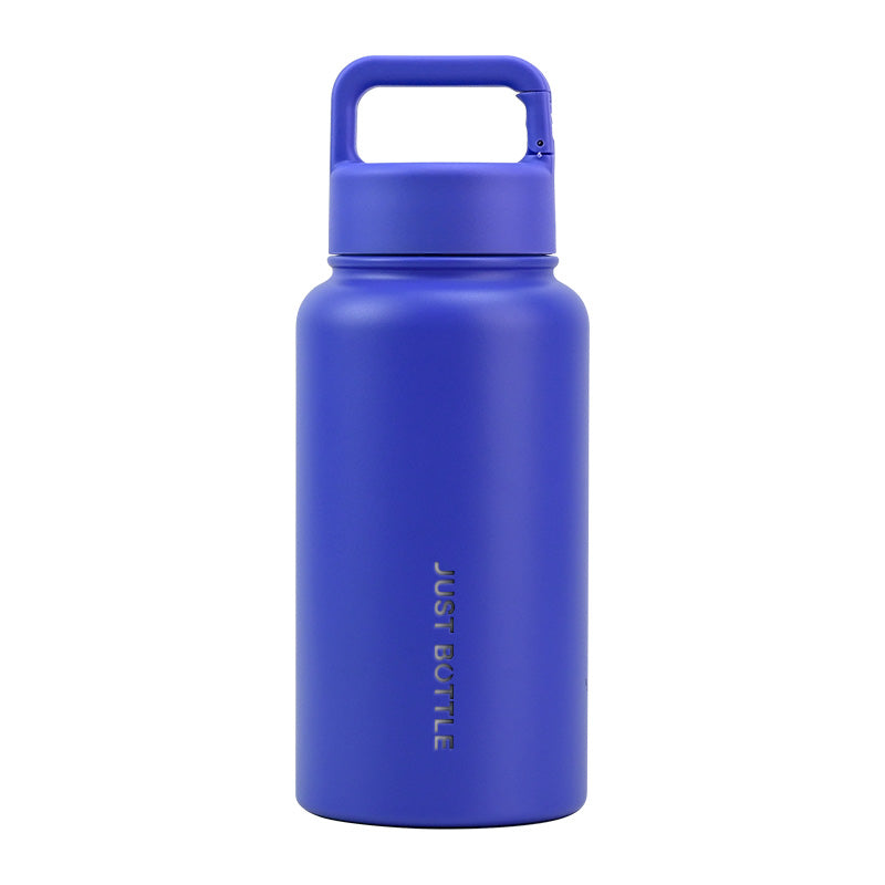 Metal water bottle with company logo in bright blue - 700ml (24oz) - Just Bottle Wide Clipper Bottle