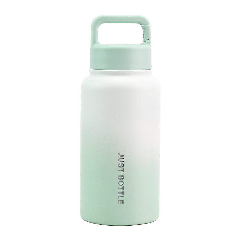 Gradient print metal water bottle with company logo in green and white - 700ml (24oz) - Just Bottle Wide Clipper Bottle