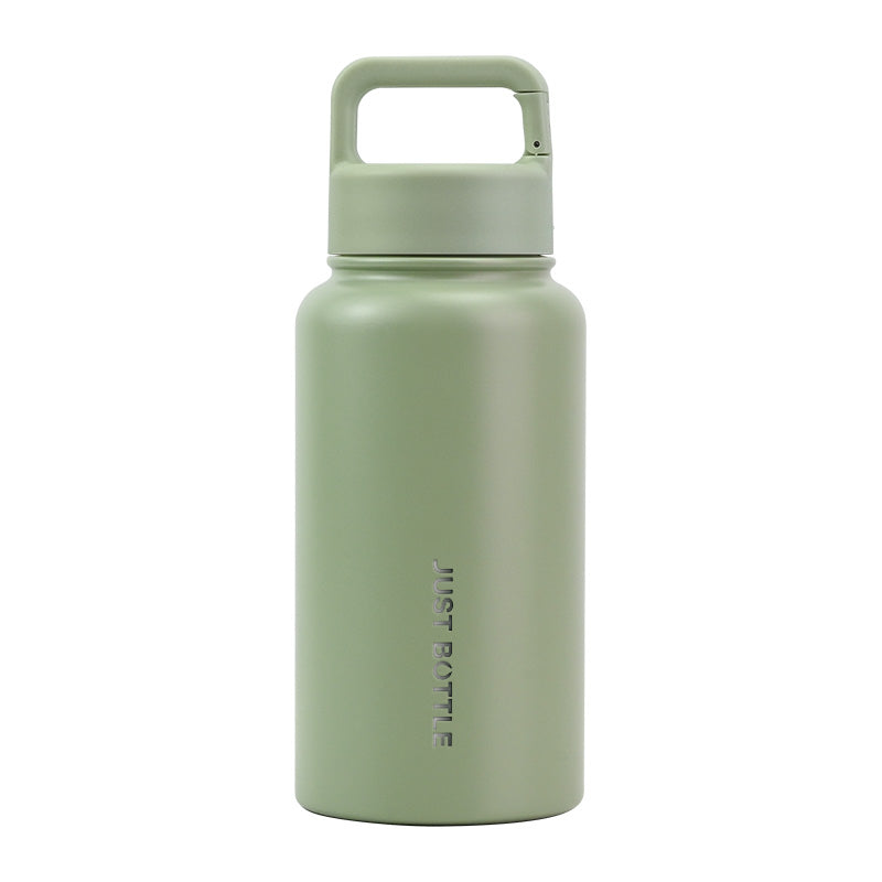 Metal water bottle with company logo in green - 700ml (24oz) - Just Bottle Wide Clipper Bottle
