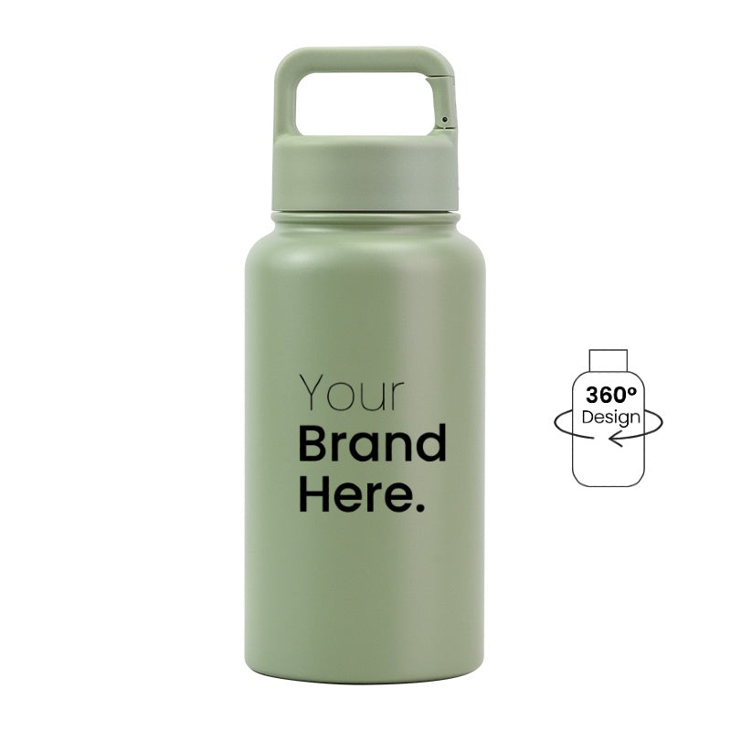 Green 700ml (24oz) Custom Logo Stainless Steel Carabiner Water Bottle