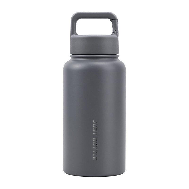 Metal water bottle with company logo in gray - 700ml (24oz) - Just Bottle Wide Clipper Bottle
