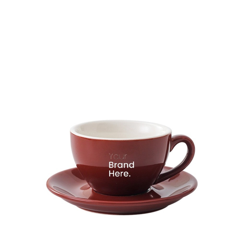 Brown 250ml cafe cup with custom logo