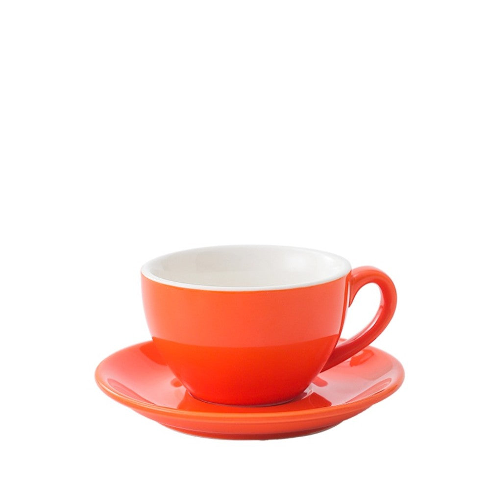 Orange wholesale porcelain 250ml cafe cup on white background