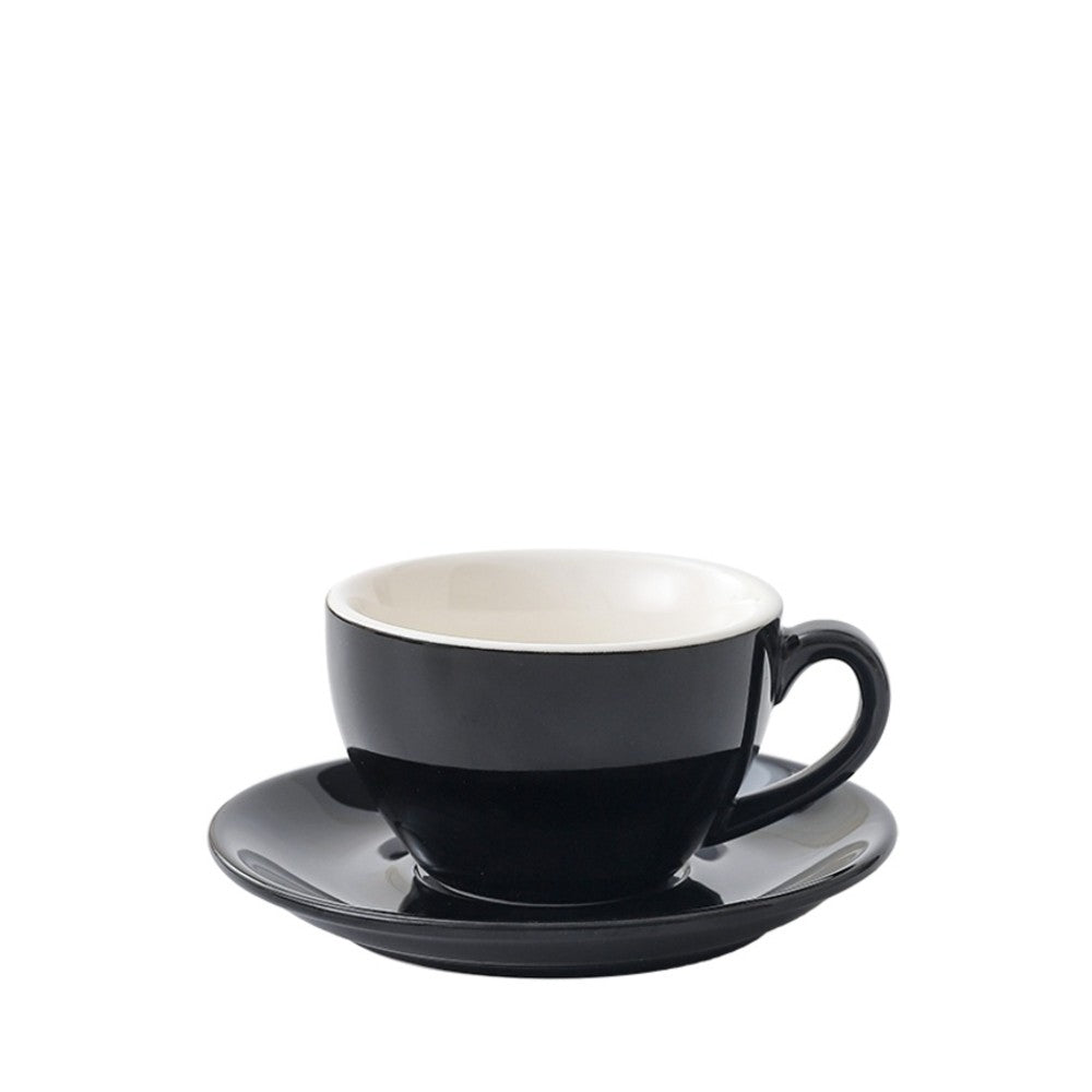 Black wholesale porcelain 250ml cafe cup on white background