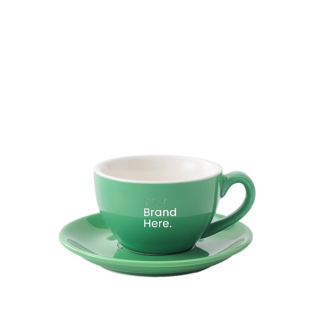 Green 250ml cafe cup with custom logo