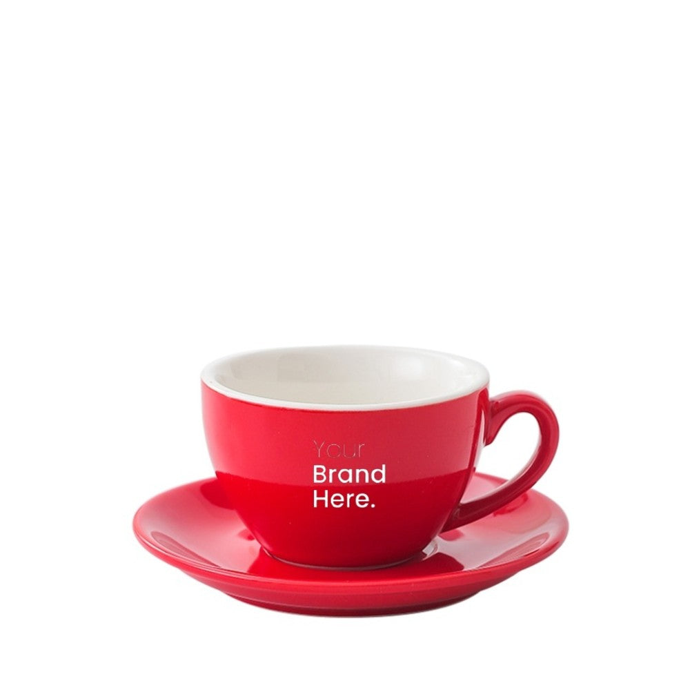 Red 250ml cafe cup with custom logo