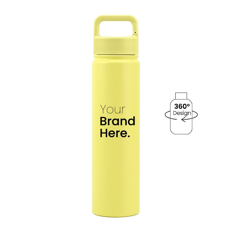 Yellow 750ml (25oz) Custom Logo Stainless Steel Carabiner Water Bottle
