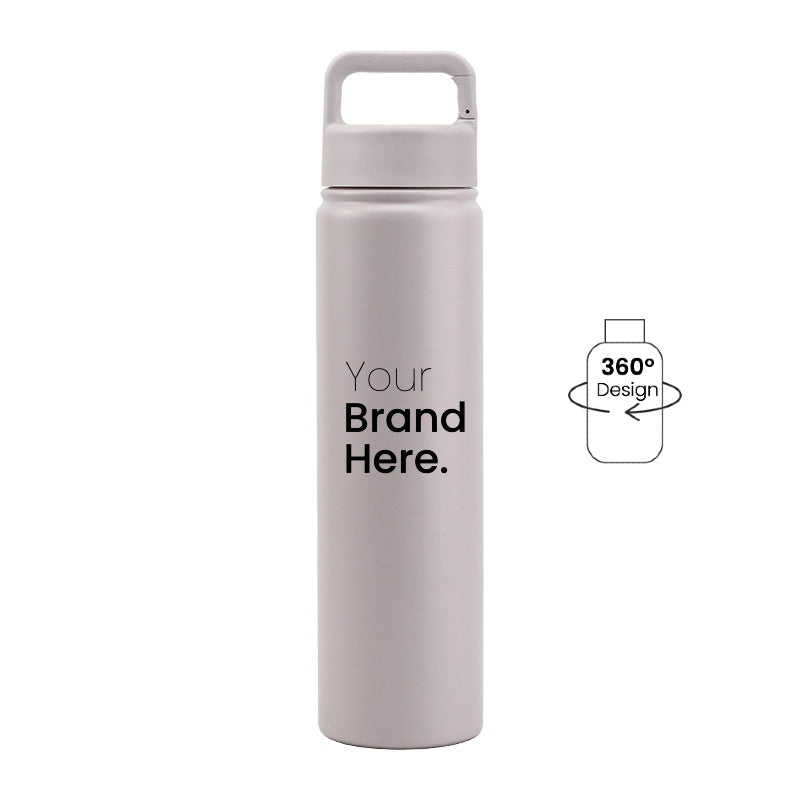 Light Grey 750ml (25oz) Custom Logo Stainless Steel Carabiner Water Bottle