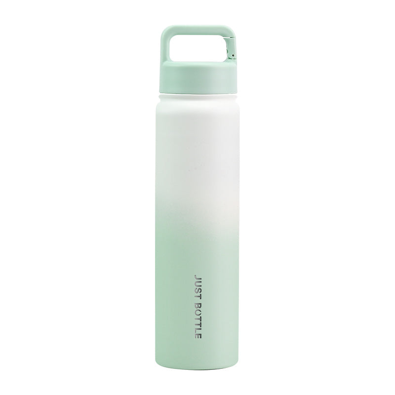 Gradient metal water bottle with company logo in green and white - 750ml (25oz) - Just Bottle Tall Clipper Bottle
