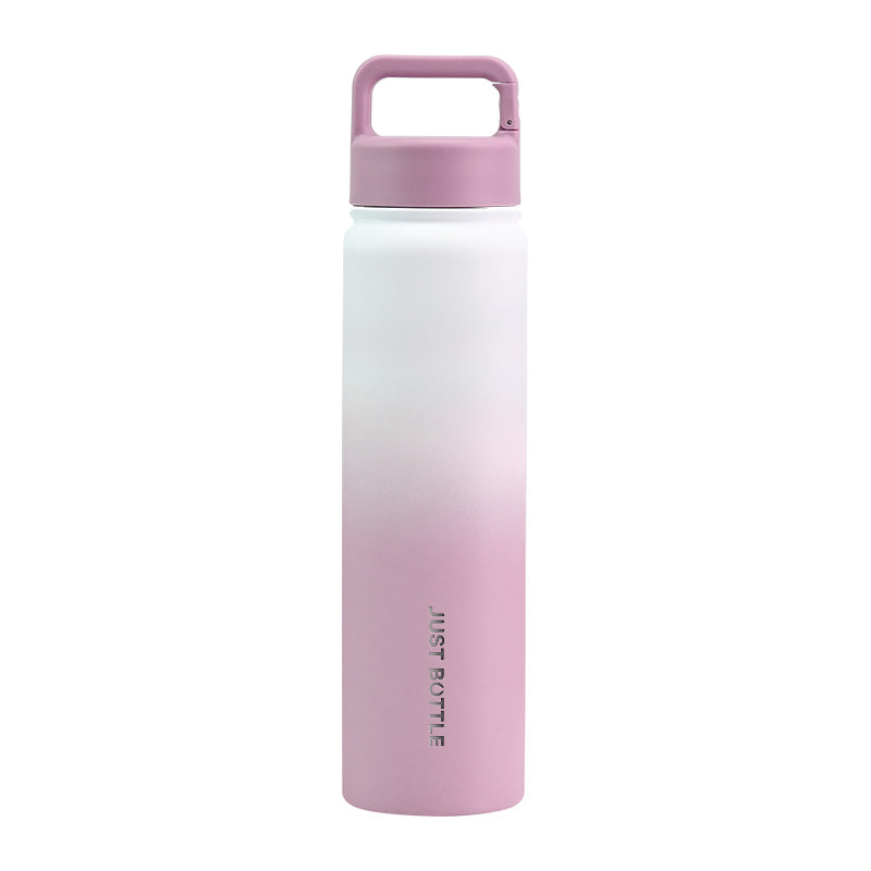 Gradient water bottle with business logo with pink top and white bottom on a white background - Just Bottle Tall Clipper Bottle 750ml / 25 oz