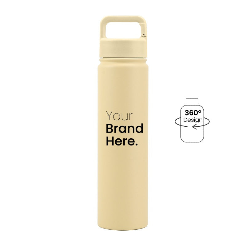 Yellow 750ml (25oz) Custom Logo Stainless Steel Carabiner Water Bottle