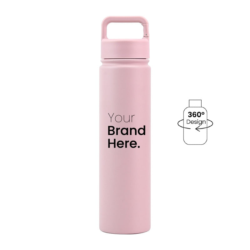 Pink 750ml (25oz) Custom Logo Stainless Steel Carabiner Water Bottle
