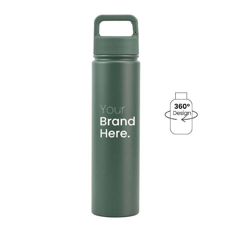 Dark green 750ml (25oz) Custom Logo Stainless Steel Carabiner Water Bottle