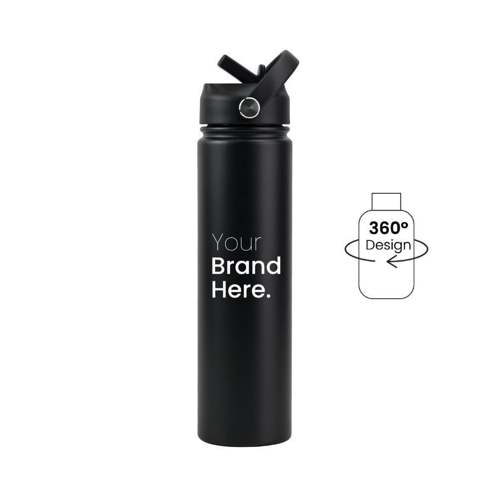 Black Pioneer Bottle 750ml (25oz) Custom Straw Water Bottle