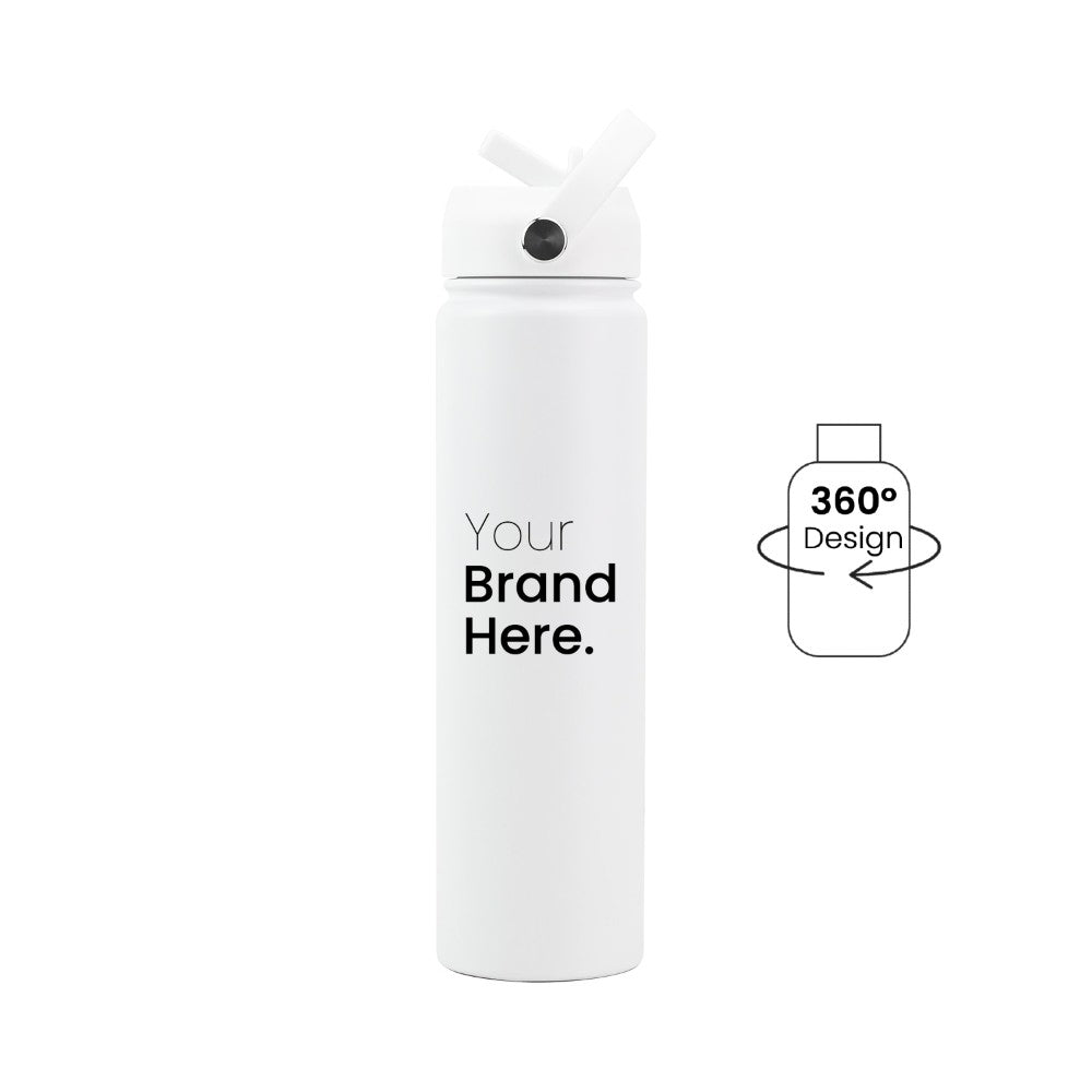 White Pioneer Bottle 750ml (25oz) Custom Straw Water Bottle