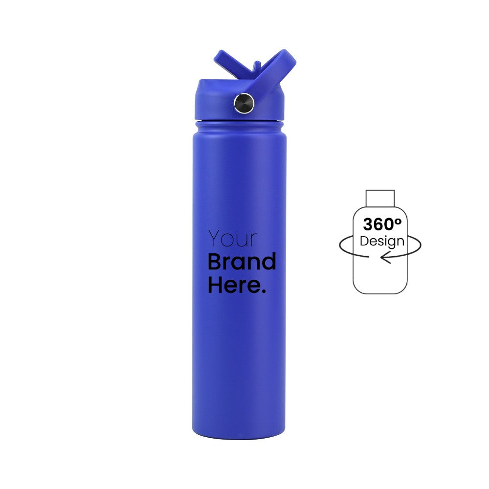 Blue Pioneer Bottle 750ml (25oz) Custom Straw Water Bottle