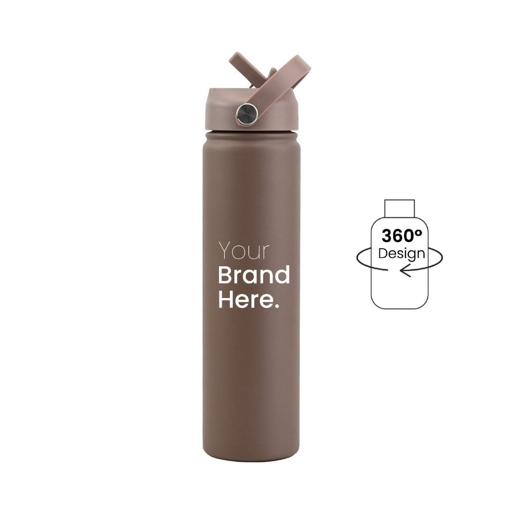 Mocha brown Pioneer Bottle 750ml (25oz) Custom Straw Water Bottle