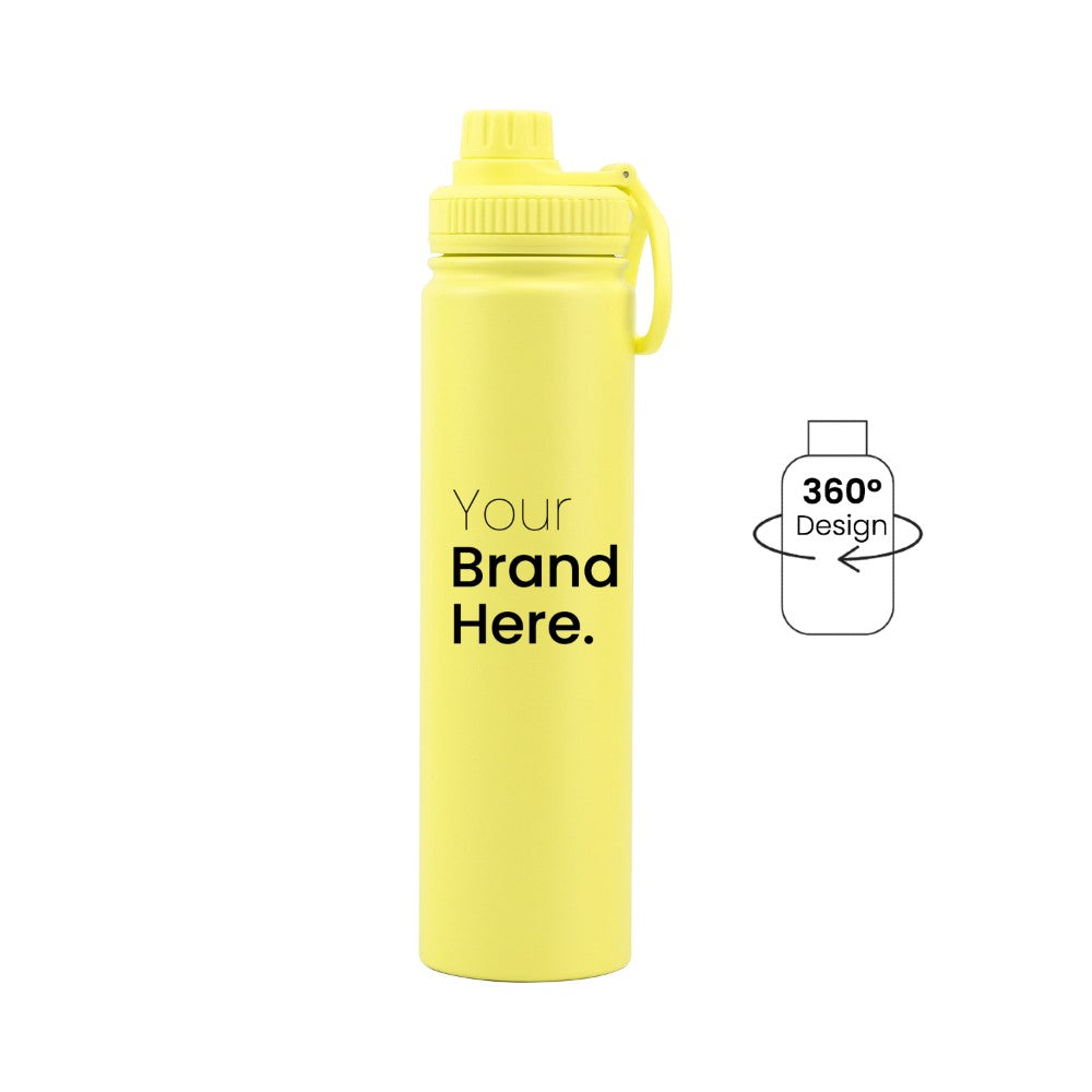 Yellow 750ml (25oz) Custom Dual Lid Water Bottle
