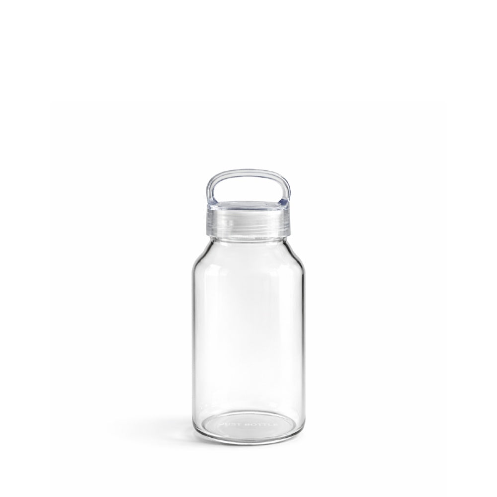 300ml small minimal borosilicate glass water bottle