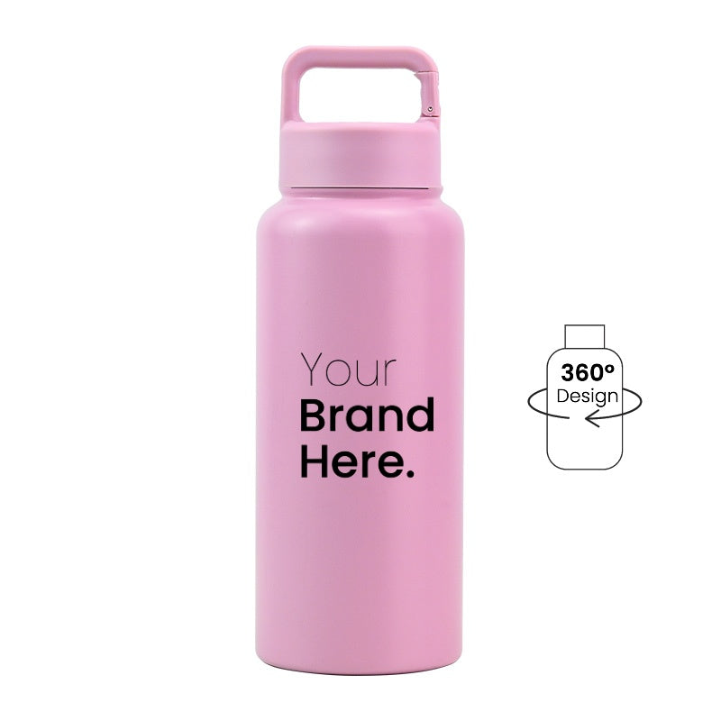 Pink 950ml (32oz) Custom Logo Stainless Steel Carabiner Water Bottle
