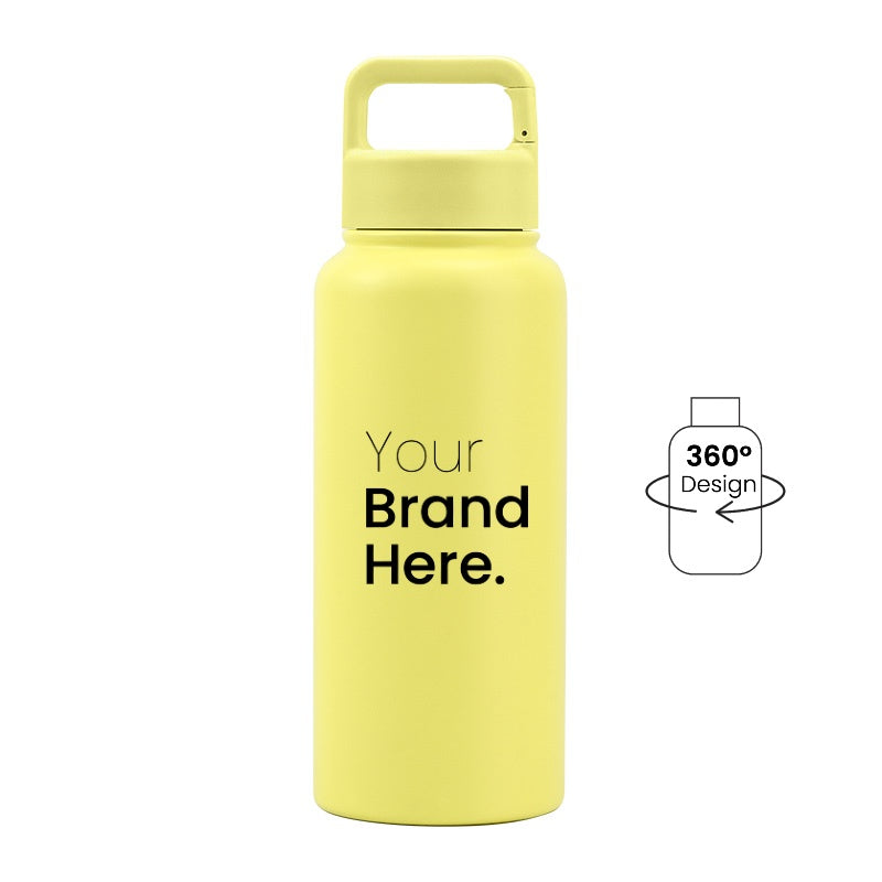 Yellow 950ml (32oz) Custom Logo Stainless Steel Carabiner Water Bottle