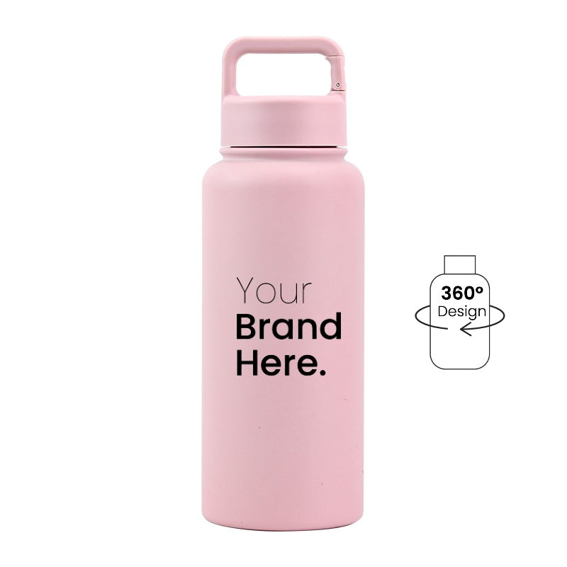 Pink 950ml (32oz) Custom Logo Stainless Steel Carabiner Water Bottle