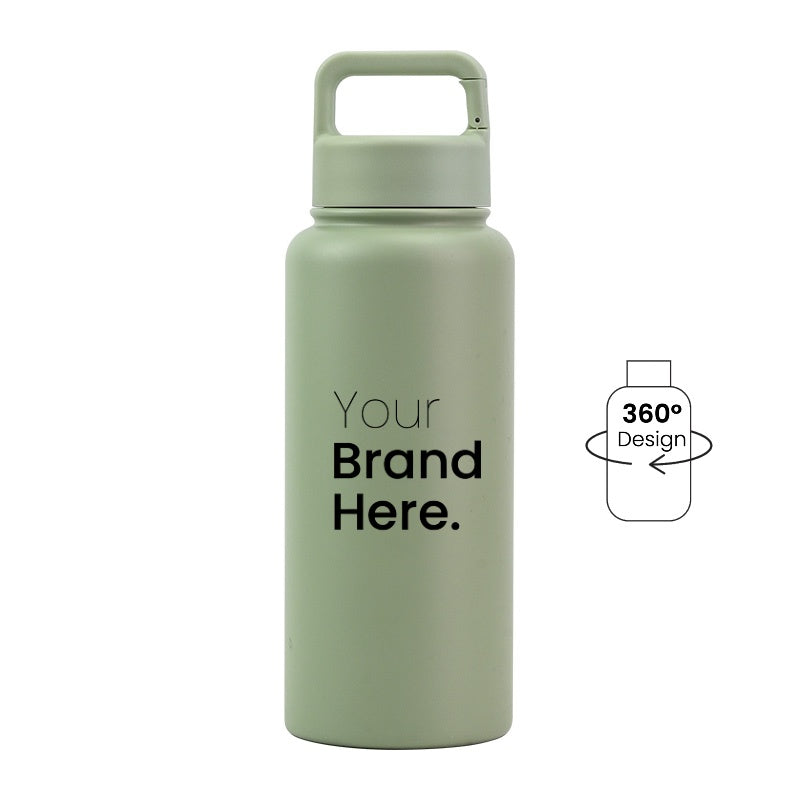 Green 950ml (32oz) Custom Logo Stainless Steel Carabiner Water Bottle