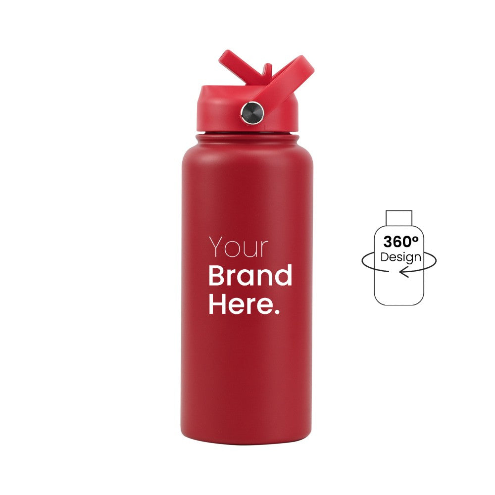 Red 950ml (32oz) Custom Straw Water Bottle