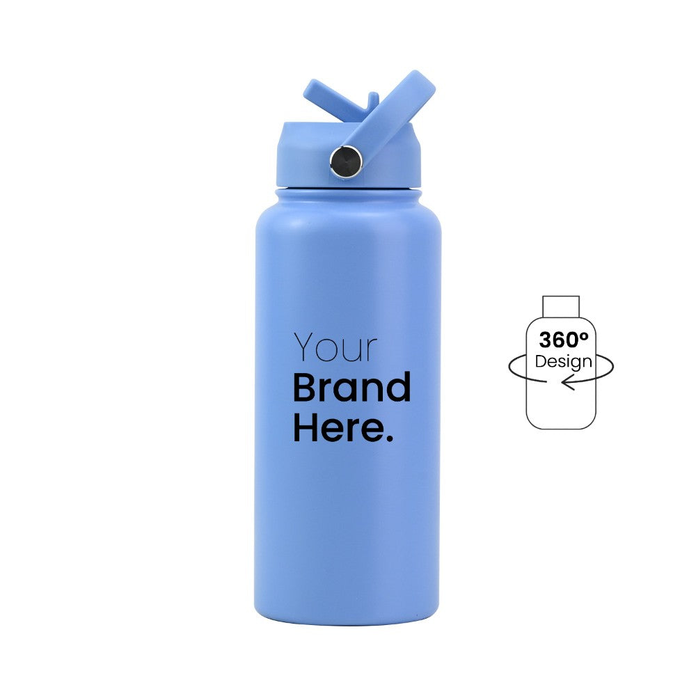 Blue 950ml (32oz) Custom Straw Water Bottle