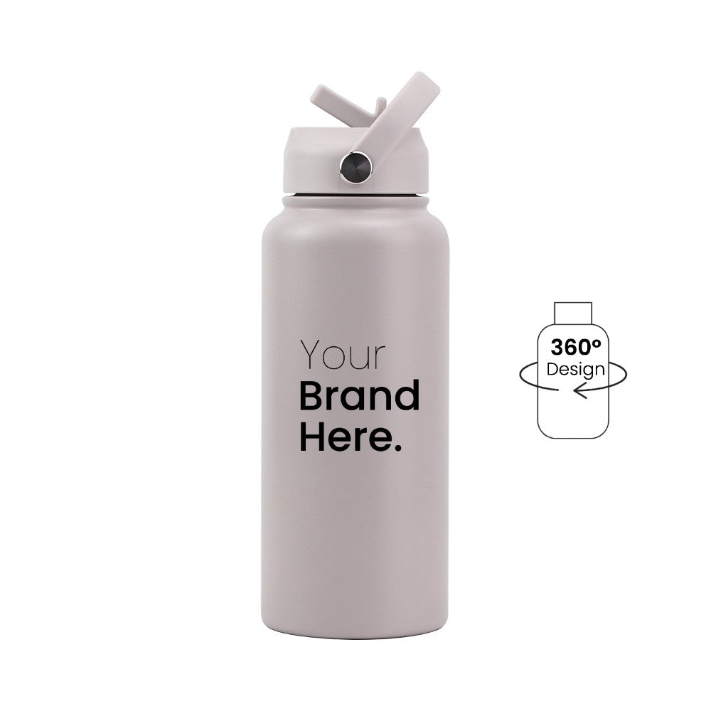 Gray 950ml (32oz) Custom Straw Water Bottle