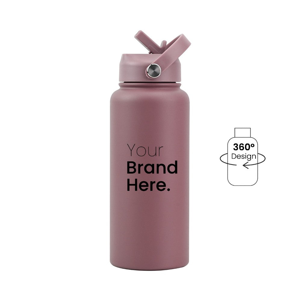 Brown 950ml (32oz) Custom Straw Water Bottle